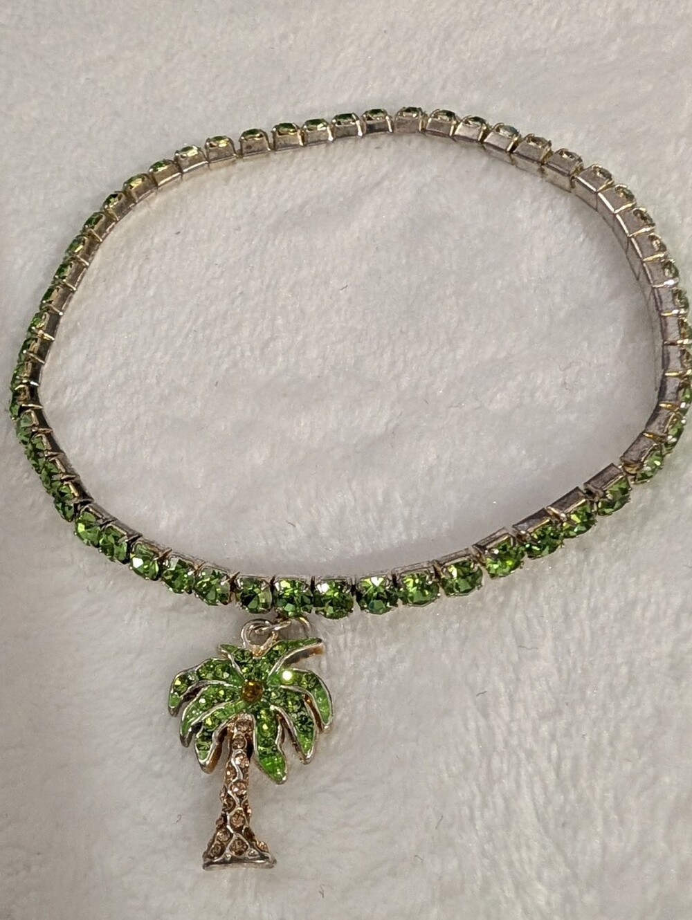Green Crystal Palm Tree Tennis Bracelet